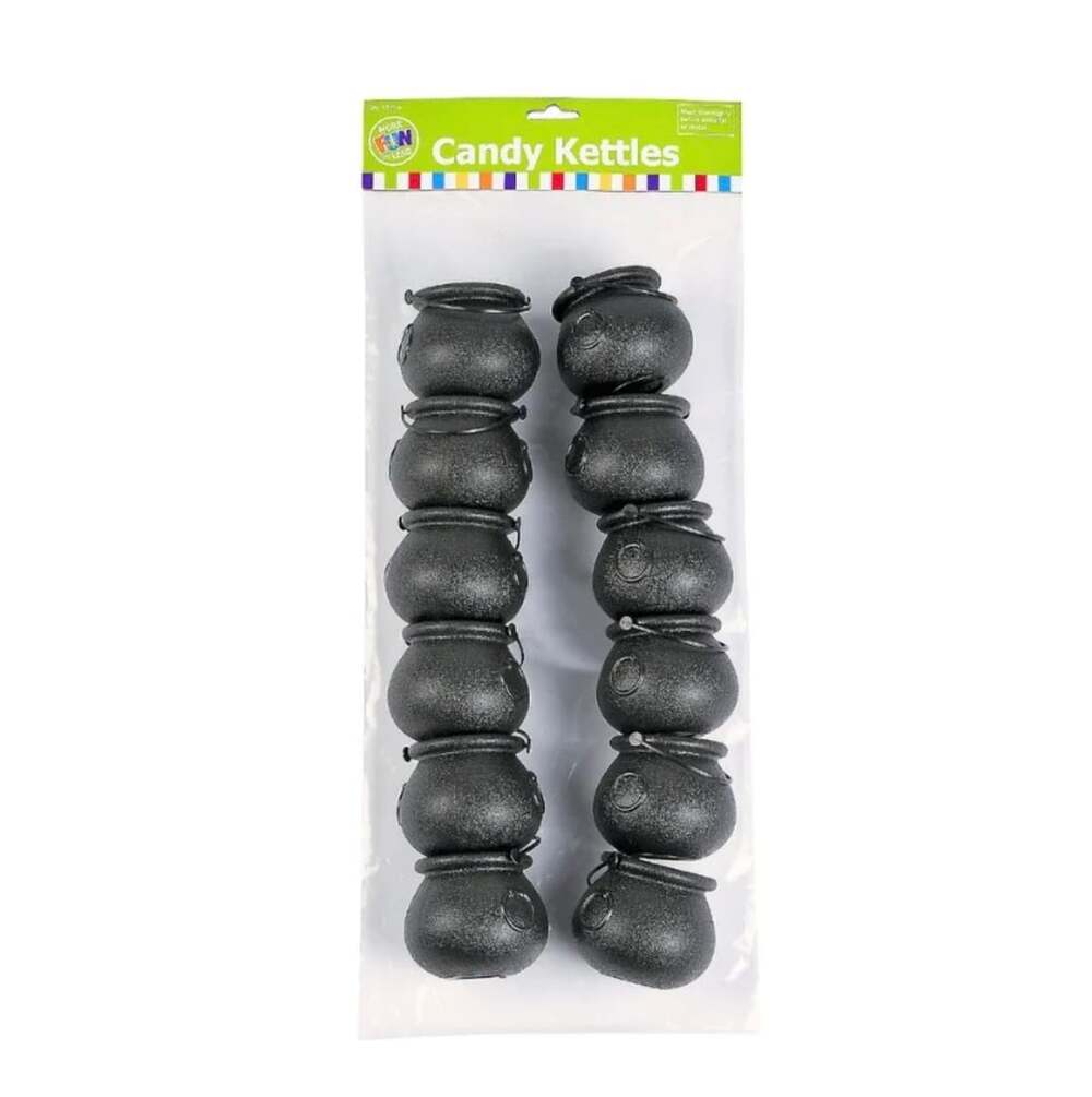 Black Mini Candy Kettles Cauldrons 12-Pack Holiday Theme Party Favors